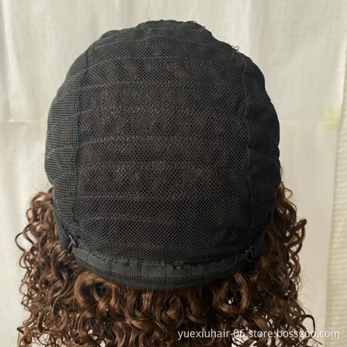 Pixie Cut Short Wigs With Bangs Jerry Curly Deep Water Wave Virgin Brazilian Cuticle Aligned Wig 100% Human Hair Wigs